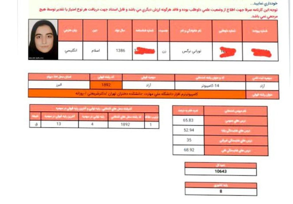 رتبه قبولی در دانشگاه شریعتی تهران