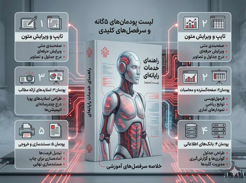 لیست پودمان‌های ۵گانه و سرفصل‌های کلیدی کتاب