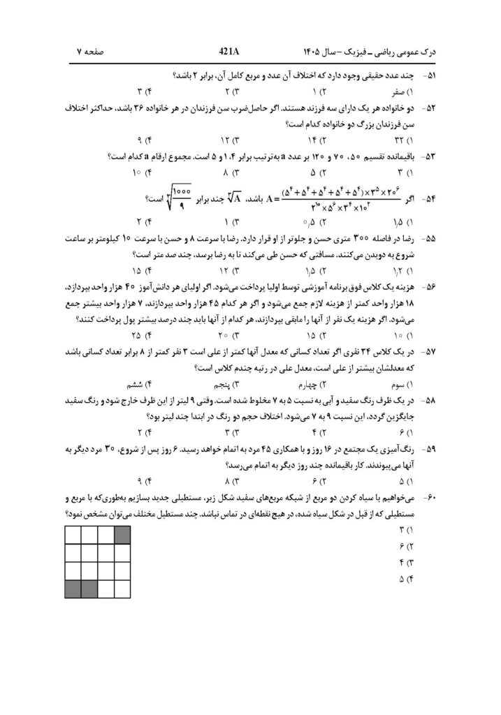 سوالات و پاسخنامه کنکور هنر 1405