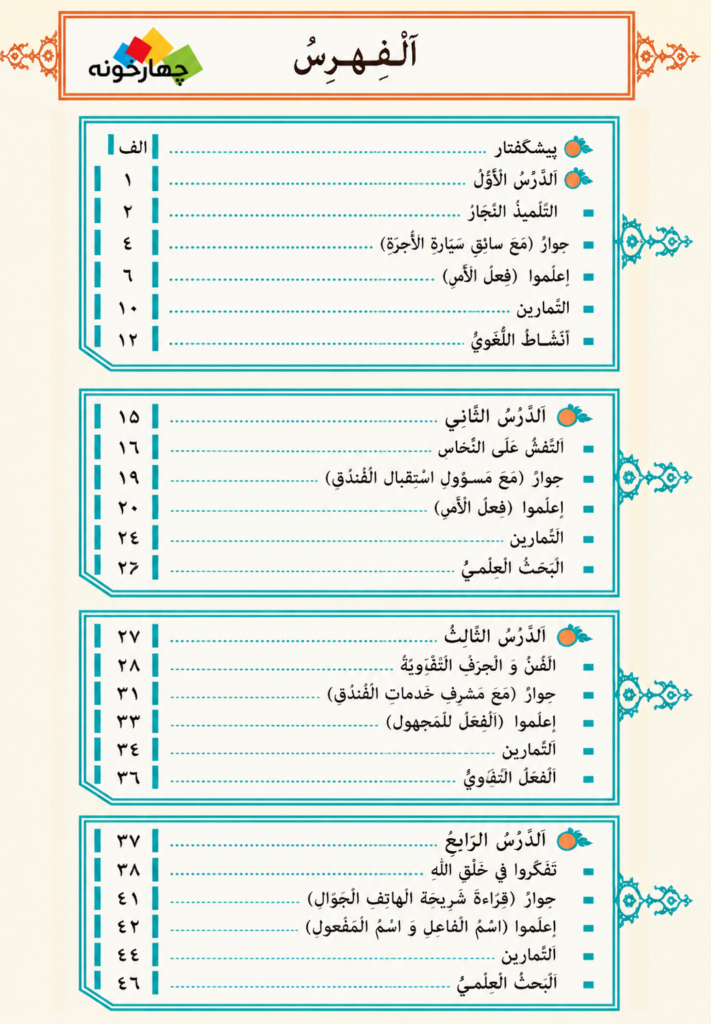 خلاصه سرفصل‌ها عربی2