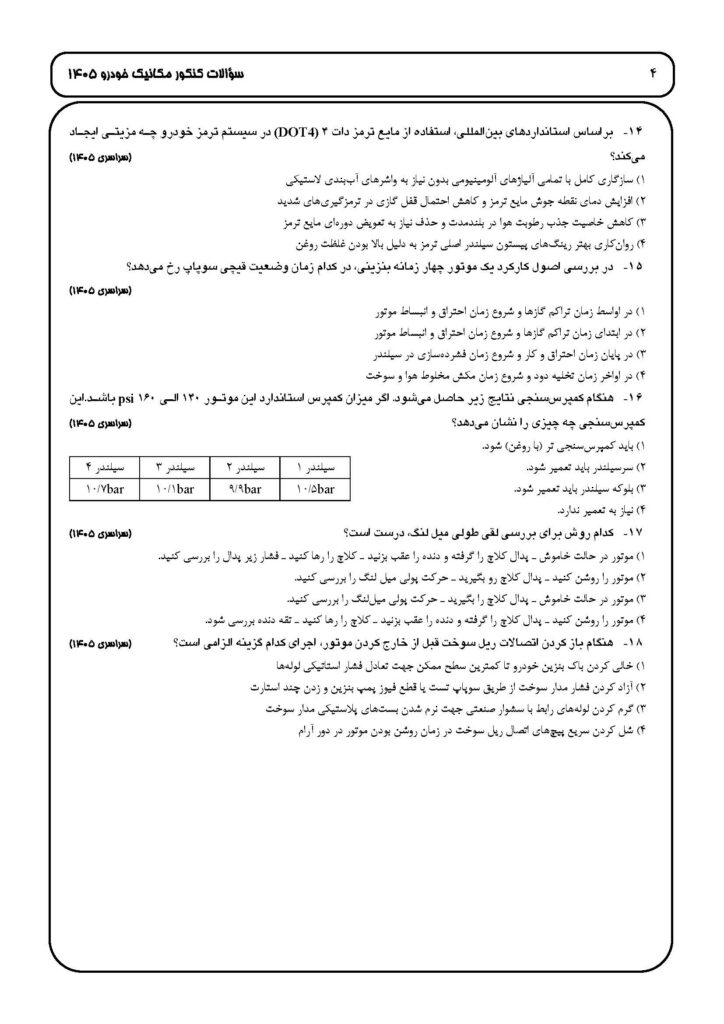 soalat-Posokhe Mecanic (1405.06.31)_Page_2 سوالات کنکور رشته مکانیک خودرو ۱۴۰۵