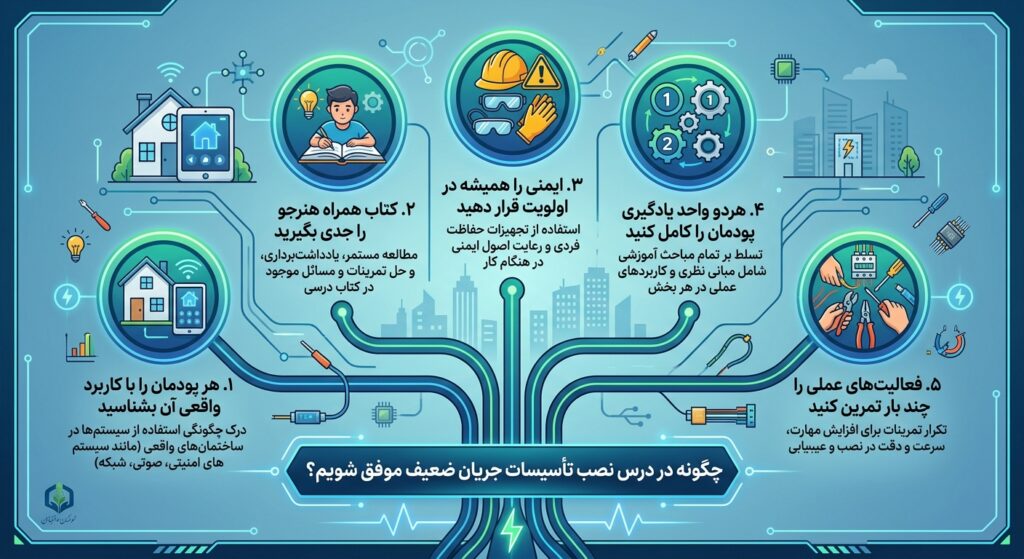 چگونه در درس نصب تأسیسات جریان ضعیف موفق شویم؟